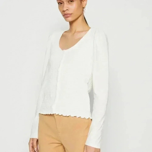GAP | Smocked Button-Front Top, White - Picture 1 of 8